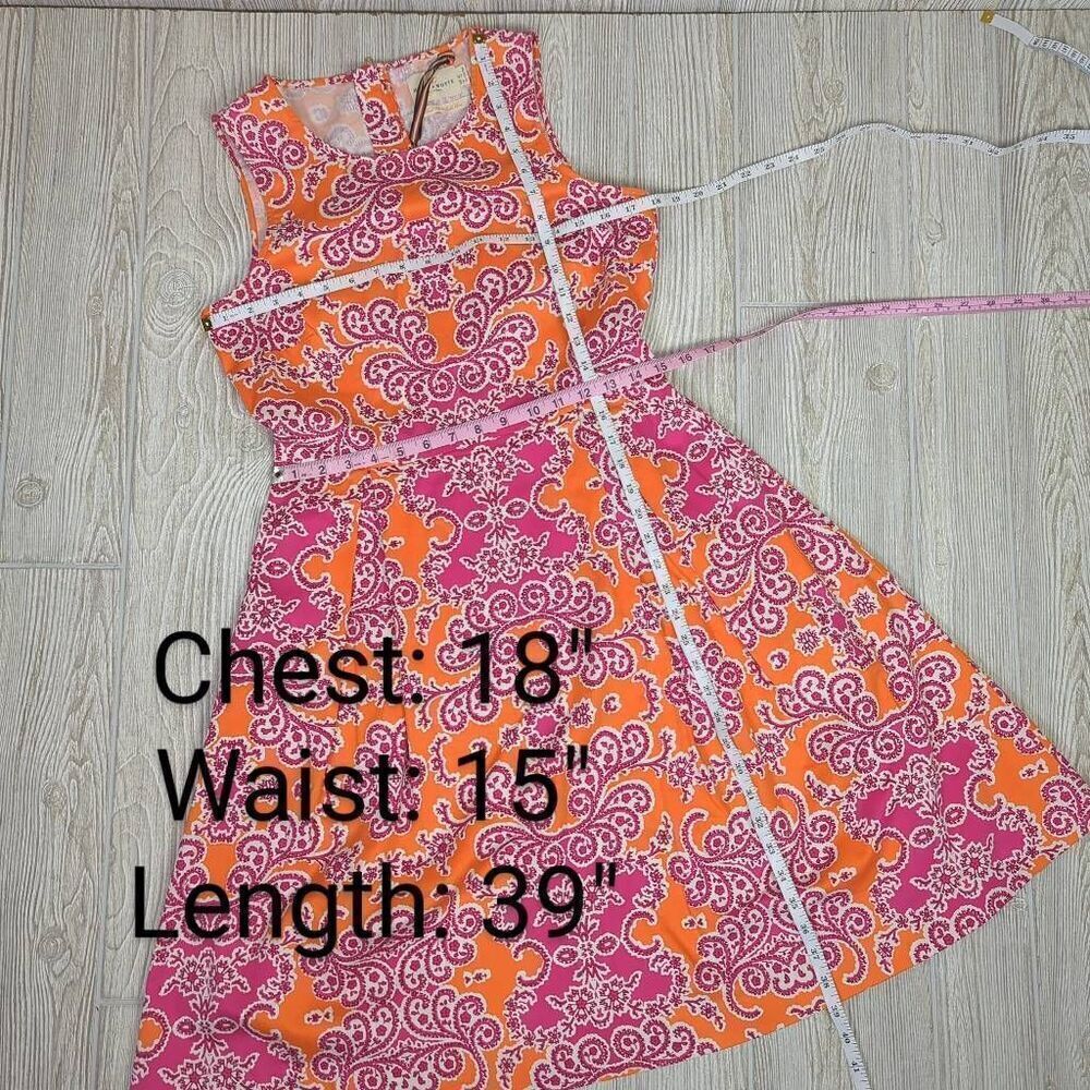 Holly & Whyte by Lindex Womens 10 Midi Dress Orange Pink Floral Sleeveless Flowy - Picture 9 of 11